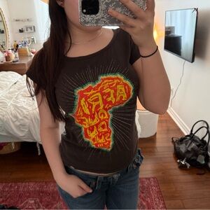 Y2K Afrique Du Sud Brown Tee